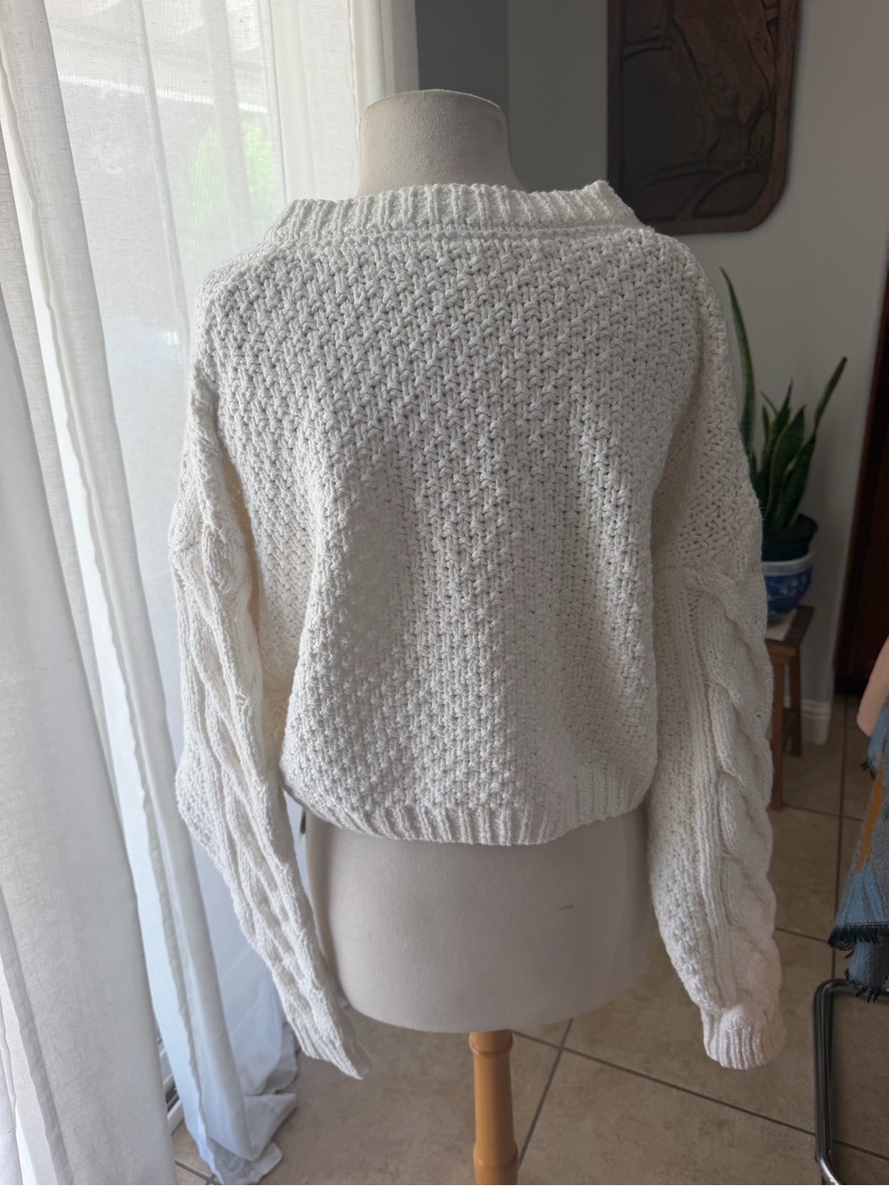 Free People Bonfire Cable Knit Cardigan Cream Size XL NWOT - Picture 3 of 5